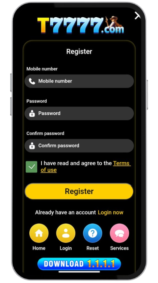 T7777 Game sign up steps
