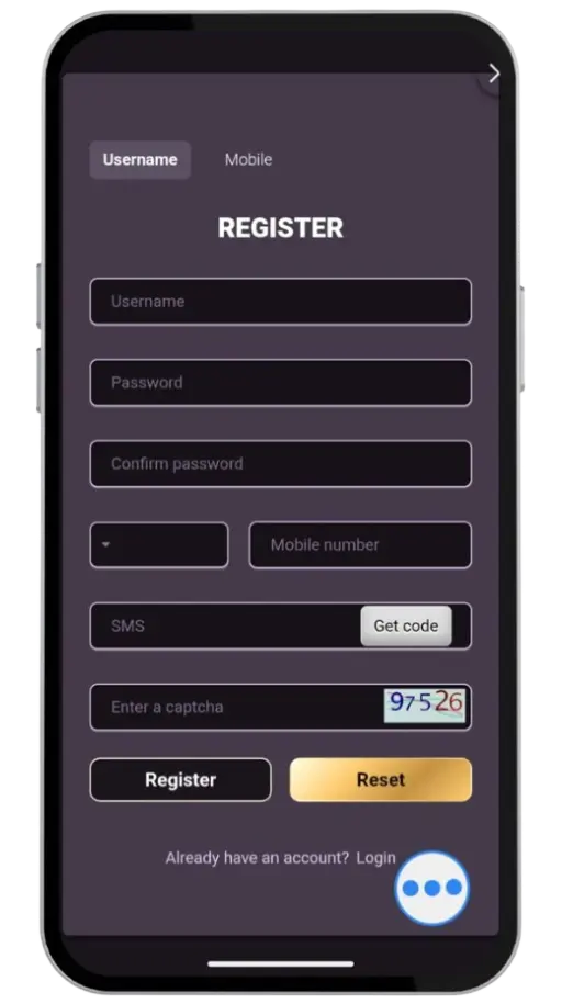 XPK77 Game Account registration steps on screen