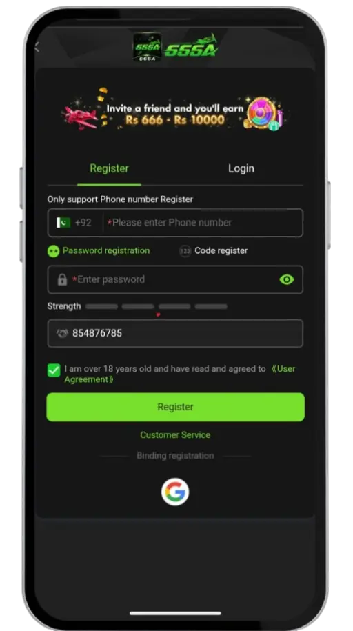 666A game download APK and create account steps