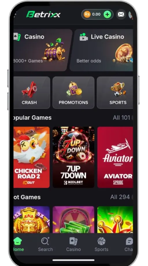 BETRIXX game home screen on android