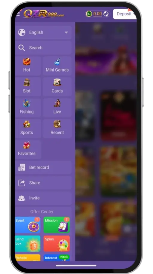 QZR888 game menu